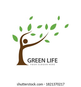 Tree nature care green life logo vector illustration