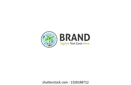 Tree Nature Circle Color vector logo design