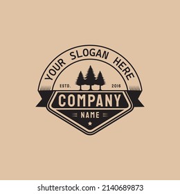 Tree, nature, green, forest, nature lovers retro vintage logo design