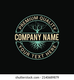 Insignia con el diseño del logo del árbol. Diseño de logotipo de época