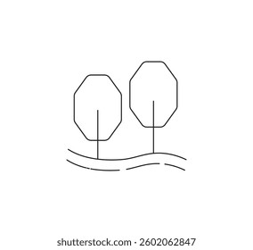 Tree and nature icon line. white background Vector illustration. Illustration can be downloaded. Vector can be edited