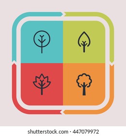 Tree and nature icons. Ecology pictogram. Plant vector graphic. Park design collection.