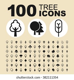 Tree and nature icons. Park pictogram. Forest vector graphic. Wood design collection.