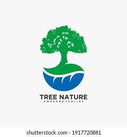 Tree nature logo design vector flat color