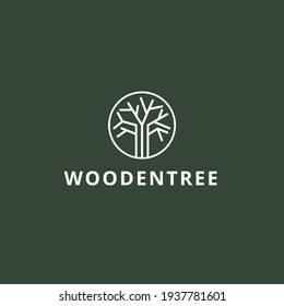 tree nature logo with line style logo