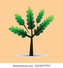 árbol de naturaleza de largo salto de diseño vector jamilega 2D