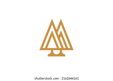 Vector de logotipo Monoline de la naturaleza del árbol