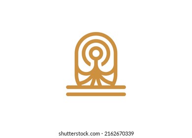 Vector de logotipo Monoline de la naturaleza del árbol