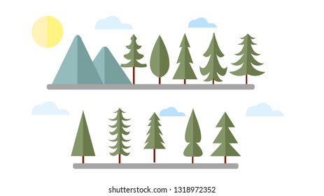 Tree, nature and mountain vectors