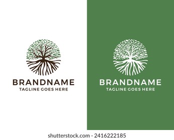 Ilustración vectorial del logotipo raíz de la naturaleza del árbol