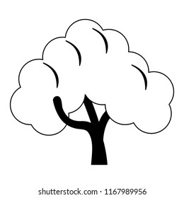 Tree nature symbol in black and white