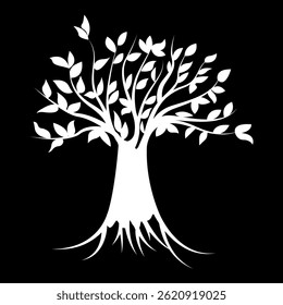 árbol, Naturaleza. Color blanco Ilustración vectorial. Alimentos orgánicos