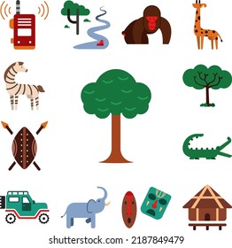 Tree nature, yard icon in a collection with other items