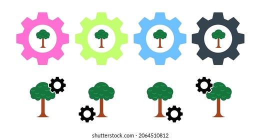 Tree nature, yard vector icon in gear set illustration for ui and ux, website or mobile application