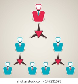 tree network connection leader to team member stock vector