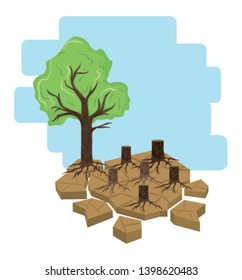 tree next to cut logs
