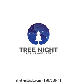 Tree Night Illustration Vector Template. Suitable for Creative Industry, Multimedia, entertainment, Educations, Shop, and any related business