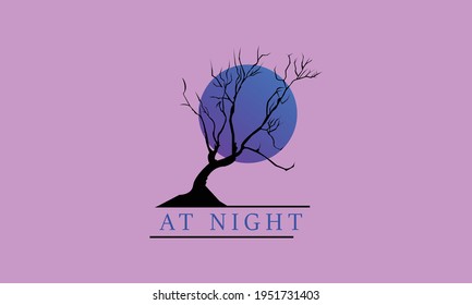 Tree At Night, Nature Logo