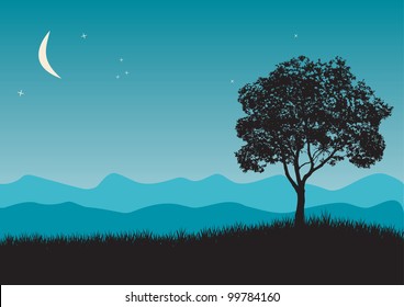 Tree in night scene