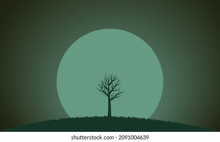en la noche. silueta de árbol