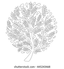 Tree no Color isolated on White Background Vector Illustration