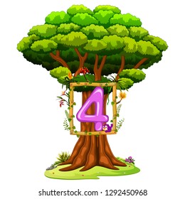 a tree with a number four figure on a white background