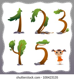 Tree number on white background.