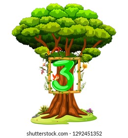 a tree with a number three figure on a white background