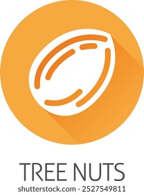 A tree nut such as an almond food stylised icon concept. Possibly an icon for the allergen or allergy.