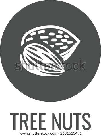 A tree nut such as an almond food stylised icon concept. Possibly an icon for the allergen or allergy.