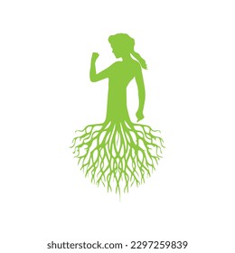 tree nymph or tree spirit in Greek mythology, with abstract and silhouette style.vector illustration of a tree. Can be used to describe nature or healthy lifestyle topics.