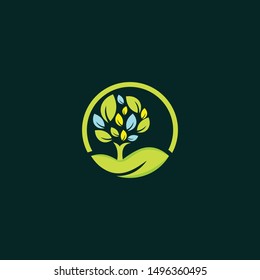Tree Oak Circle Naturally Business Logo