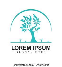 Tree oak green nature design logotype vector concept embem isplated illustration background white