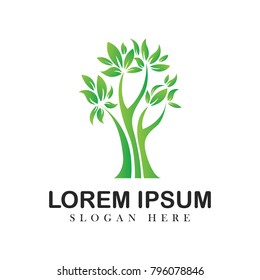 Tree oak green nature design logotype vector concept embem isplated illustration background white