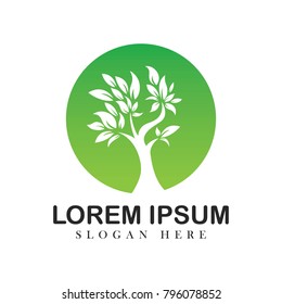 Tree oak green nature design logotype vector concept embem isplated illustration background white