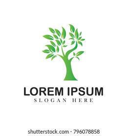 Tree oak green nature design logotype vector concept embem isplated illustration background white