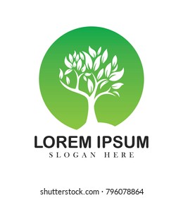 Tree oak green nature design logotype vector concept embem isplated illustration background white