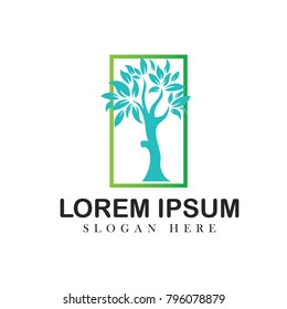 Tree oak green nature design logotype vector concept embem isplated illustration background white
