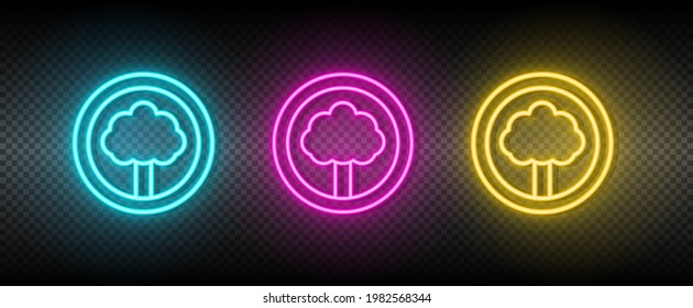 Tree, old symbol neon vector icon.