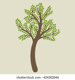 Tree on a beige background in vector