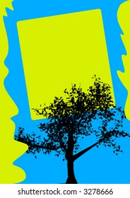 tree on blue and green
