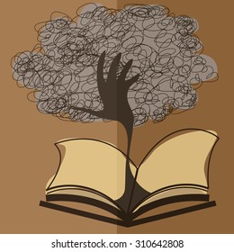 tree on book pages, Concept of education and knowledge