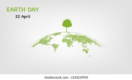 The tree on earth for Ecology friendly, World environment, Earth day and sustainable development, vector illustration