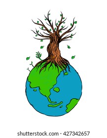 Tree on globe