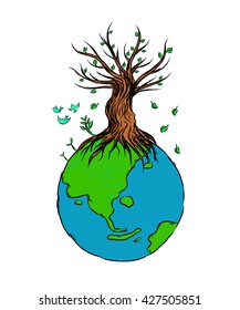 Tree on globe
