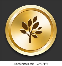 Tree on Golden Internet Button Original Illustration