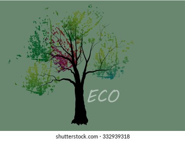 
Tree on green background ECO concept