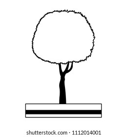 Tree on ground in black and white