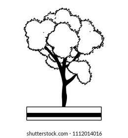 Tree on ground in black and white