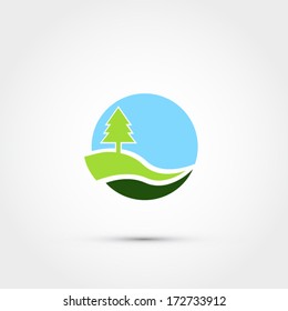 Tree On Hill Abstract Icon